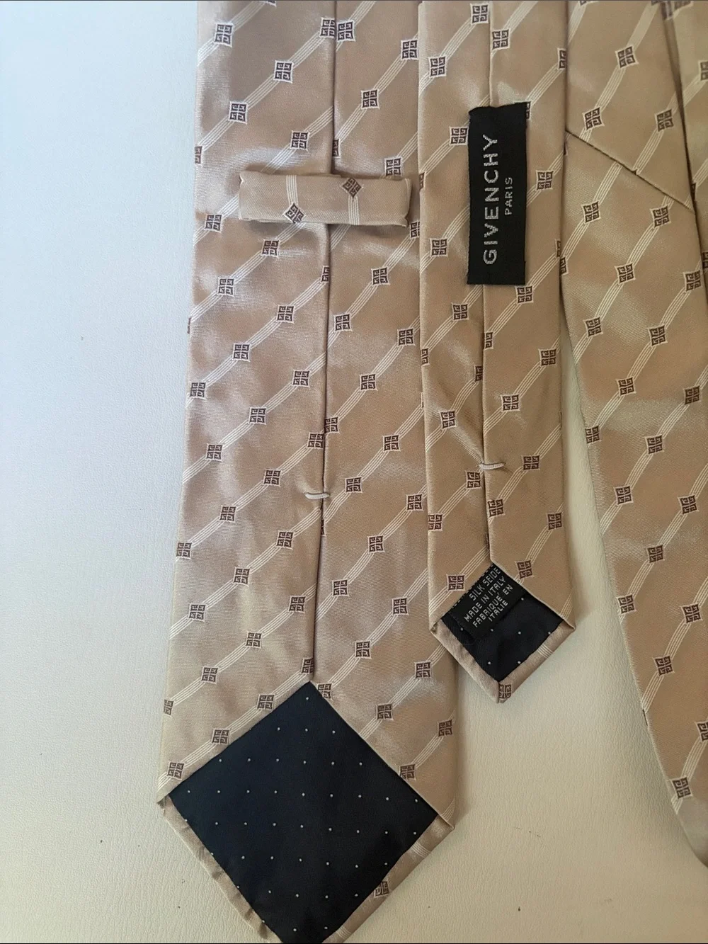 Givenchy Beige Silk Tie with Subtle Logo Motif